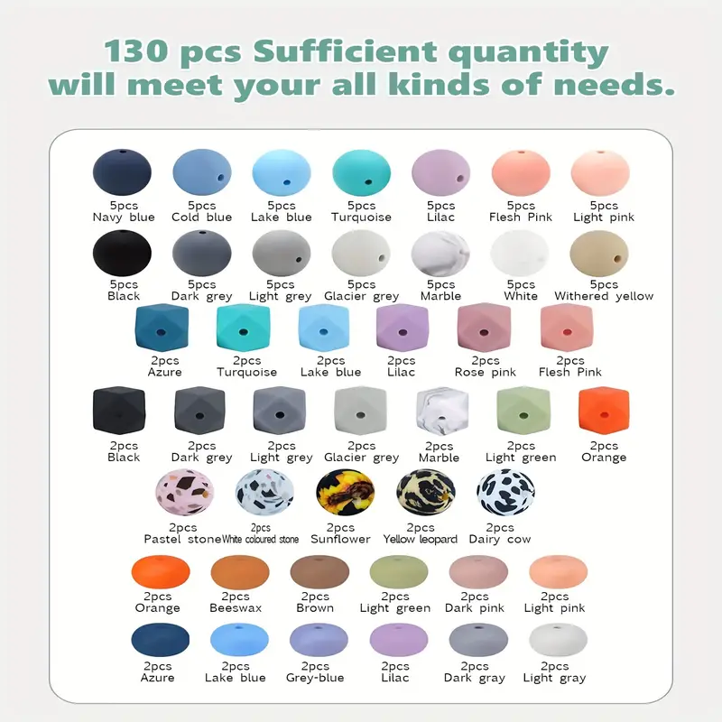 Multiple Styles And Shapes Silicone Bulk Rubber Beads Kit - Temu