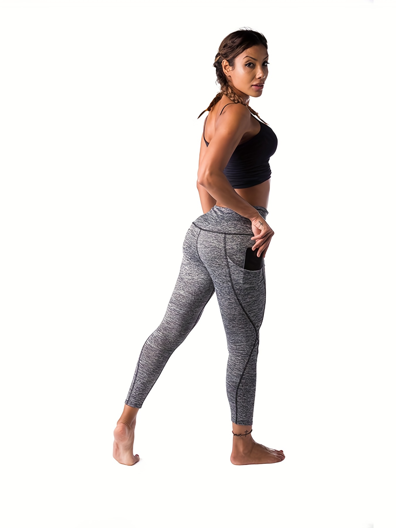 Women's Black Butt Lifting Yoga Leggings High Stretch Ankle - Temu