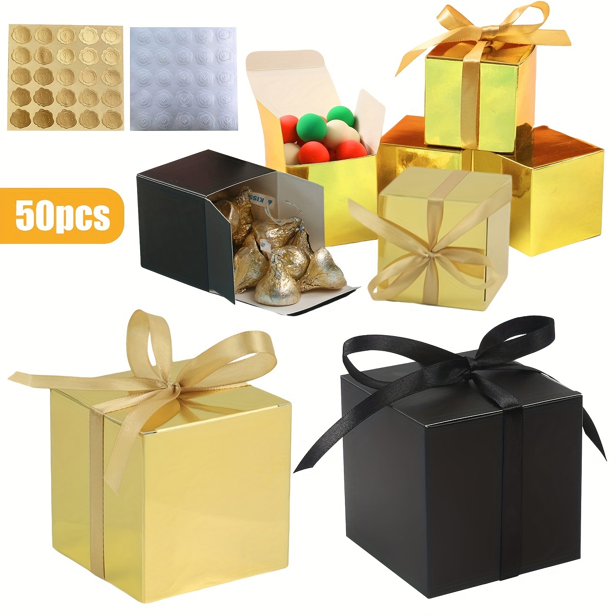 200 Pcs 3.3 X 2.6 X 1.5 Inch Mini Wedding Favor Box Small Candy Boxes  Cardboard Packing Gift Bags With Ribbons For Cookies Chocolate Jewelry  Craft Bab