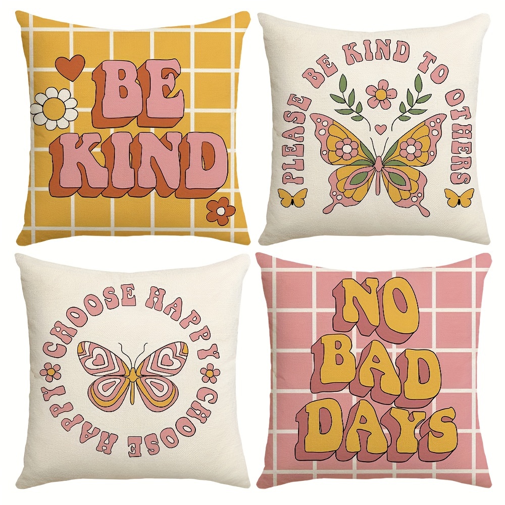 Preppy Throw Pillow, Cute Pillows for Teen Girls Summer Bedroom