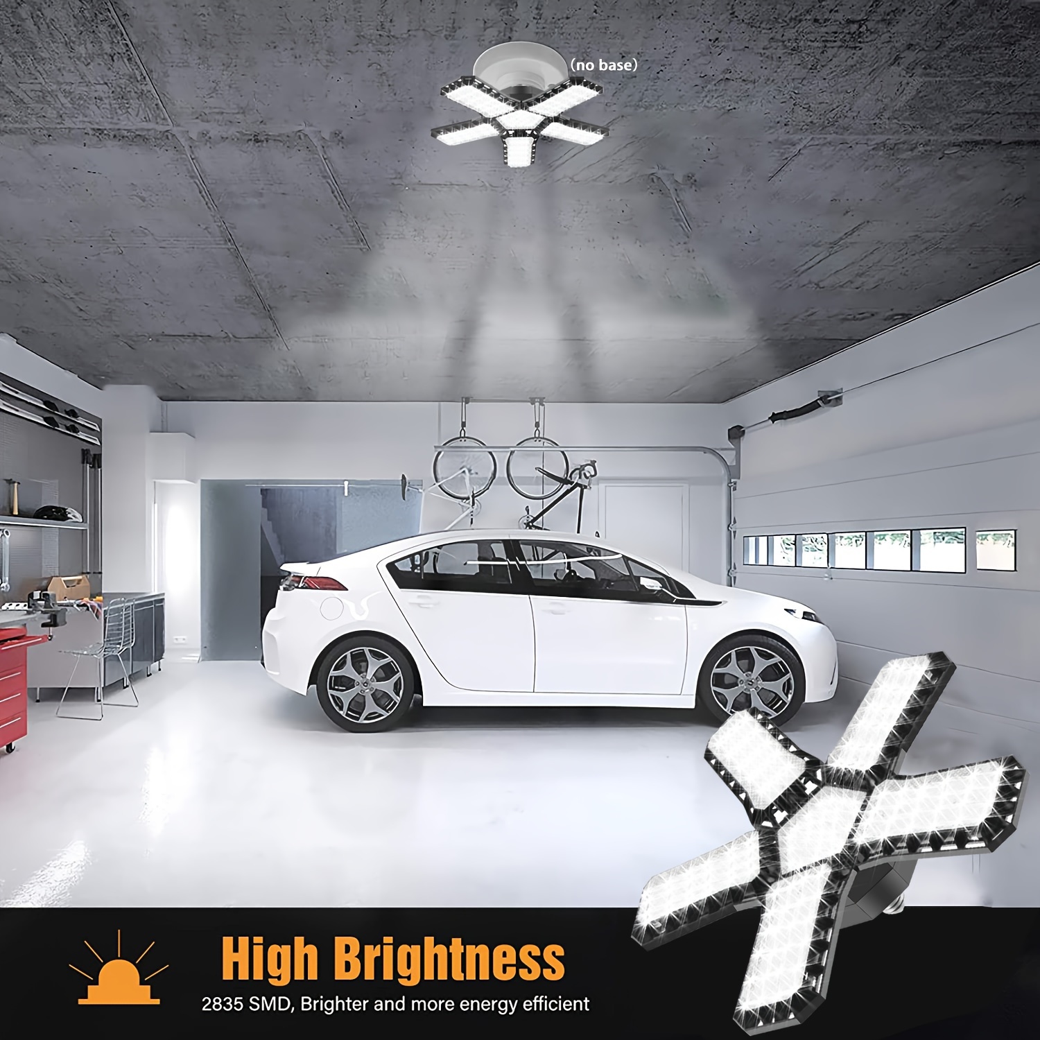 2PCS Éclairage de Garage a LED,80W E27/E26 Support de Lampe d