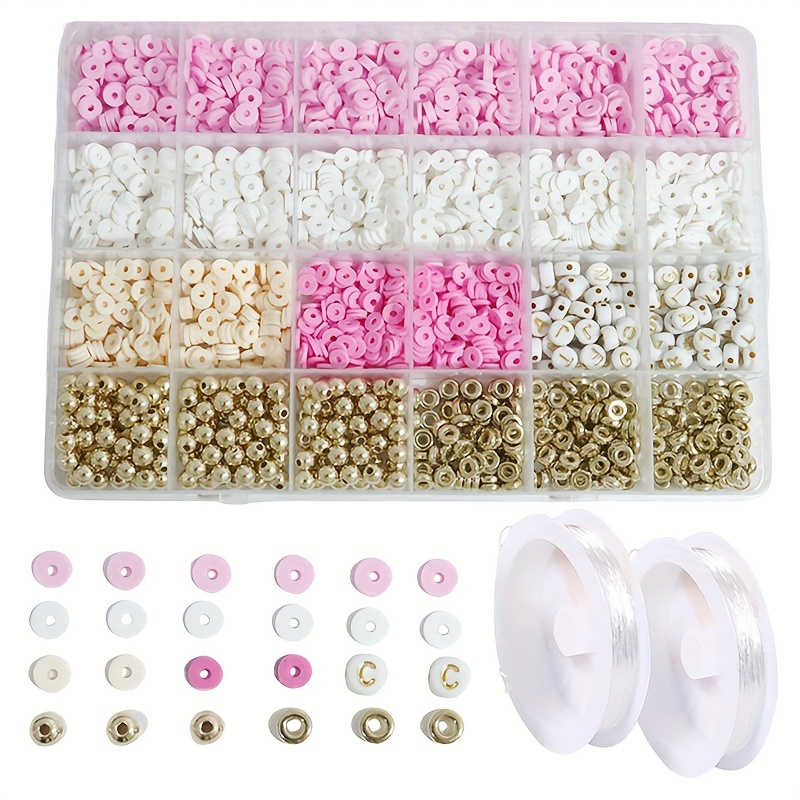 48 Girds Polymer Clay Golden Letter Beads Set Includes Faux - Temu