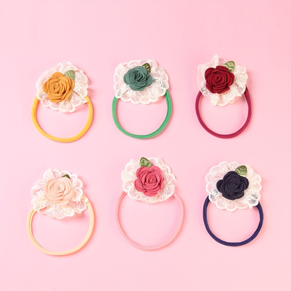 Diadema Encaje Flores Lazo Niñas Accesorios Cabello - Temu