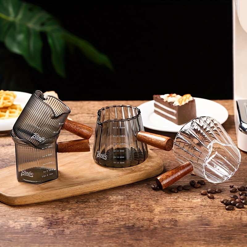 Double Spout Espresso Shot Glasses With Wooden Handle - Temu
