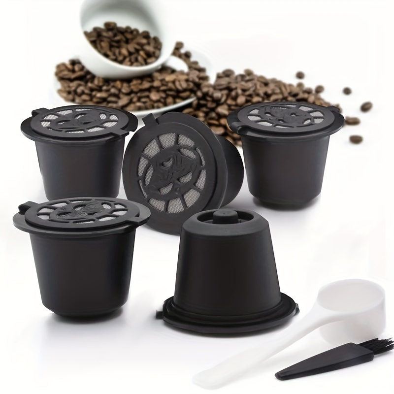 

5pcs/set Refillable Reusable Coffee Capsule Filters For Nespresso Coffee Machine With Brush Spoon Coffee Accessories