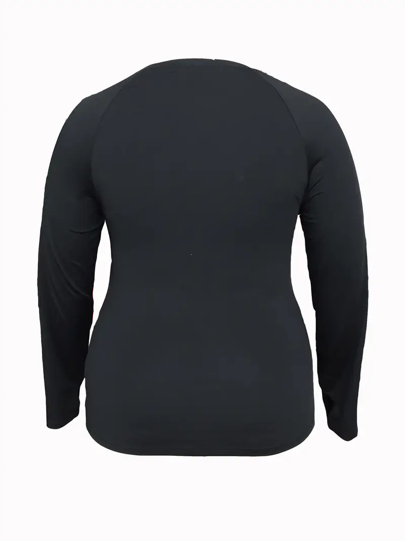 Plus Size Solid Long Sleeve Thumb Hole Sports Top Women's - Temu