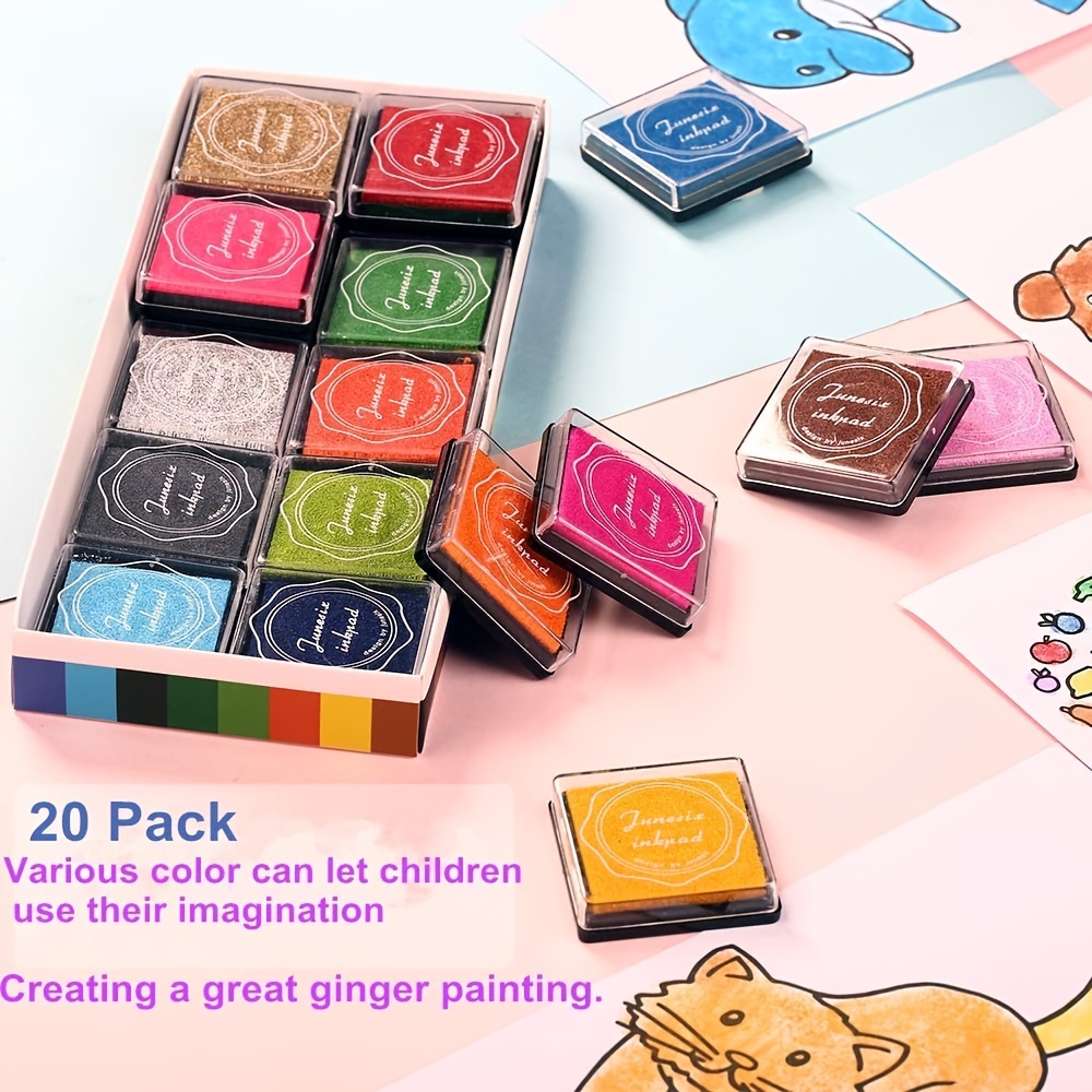 Finger Ink Pads for Kids Washable Craft Ink Stamp Pads,DIY for Rubber  Stamps, Paper, Scrapbooking, Wood Fabric, Best Gift for Kids 