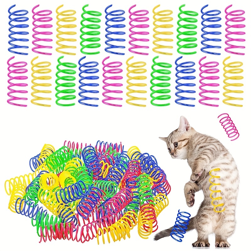16 Pcs Colorful Spring Cat Toys Interactive Kitten Toys For Boredom Durable  Soft Plastic Cat Spring Toy For Swatting, Biting