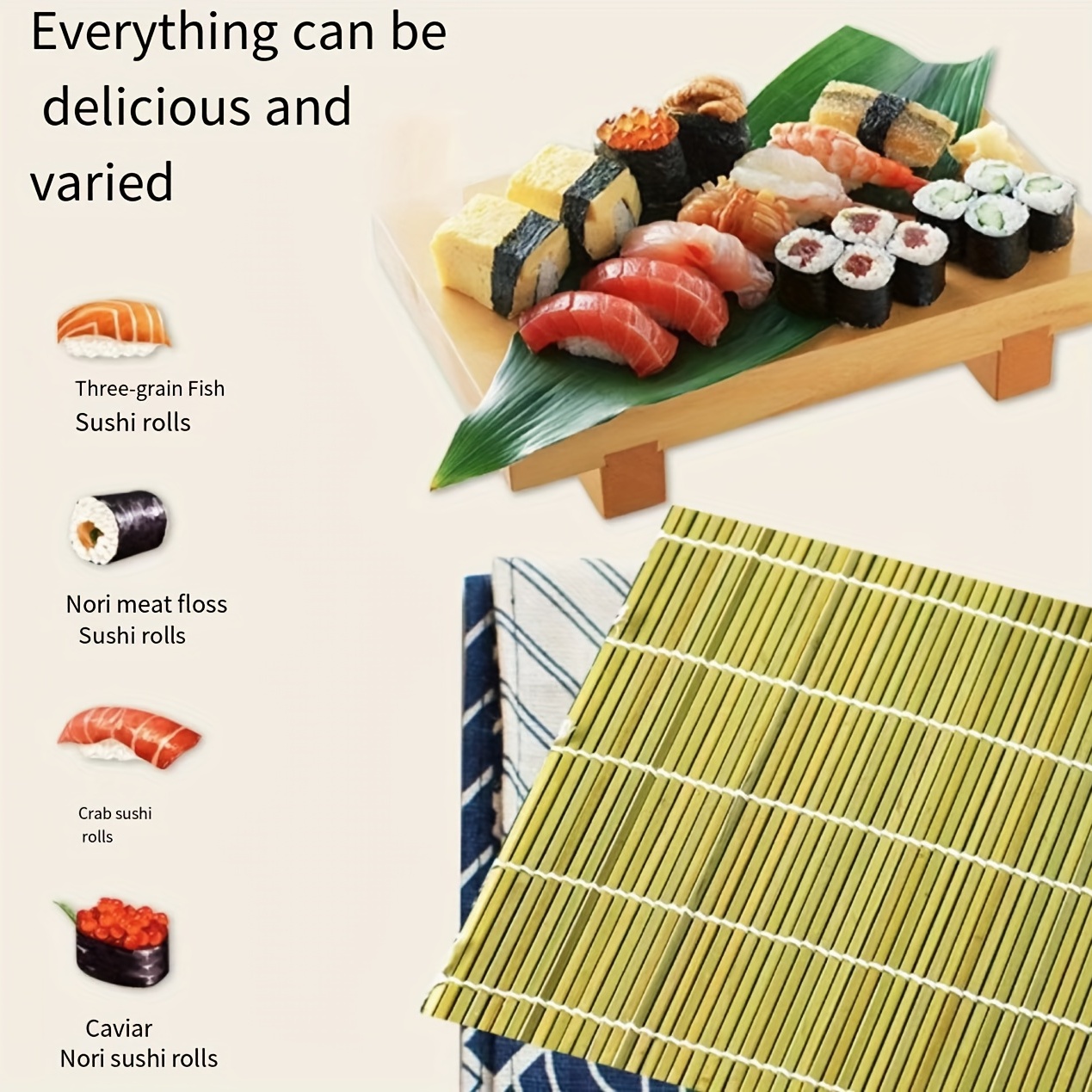 Bamboo Rolling Mat DIY Onigiri Rice Roller Sushi Making Kit Sushi