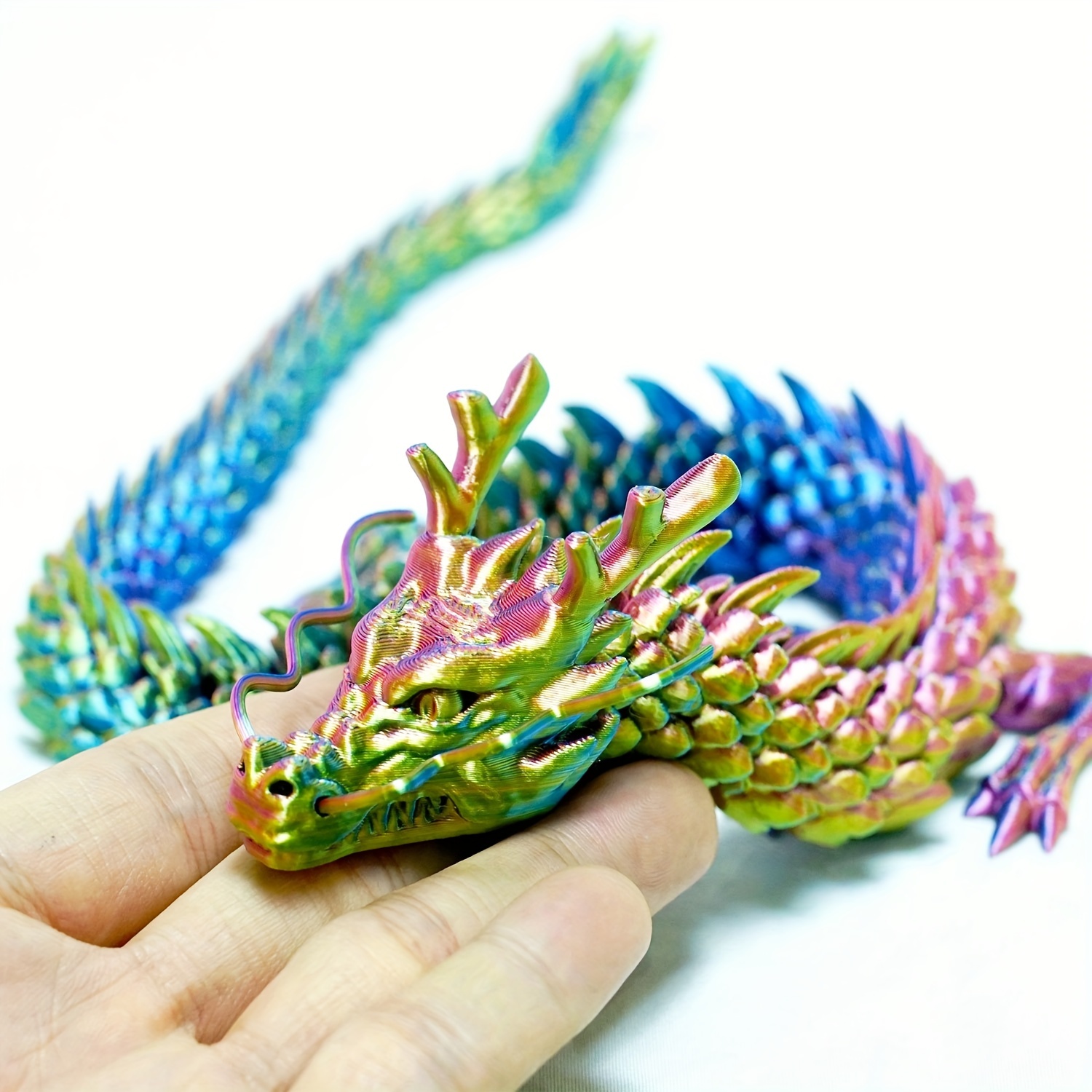 ファンタジーカラフルな3D印刷ドラゴン、一体成形、クリエイティブグッズおもちゃ、中国のドラゴンの装飾品、セブンドラゴンビーズモデルギフト、手作り、水槽の形状