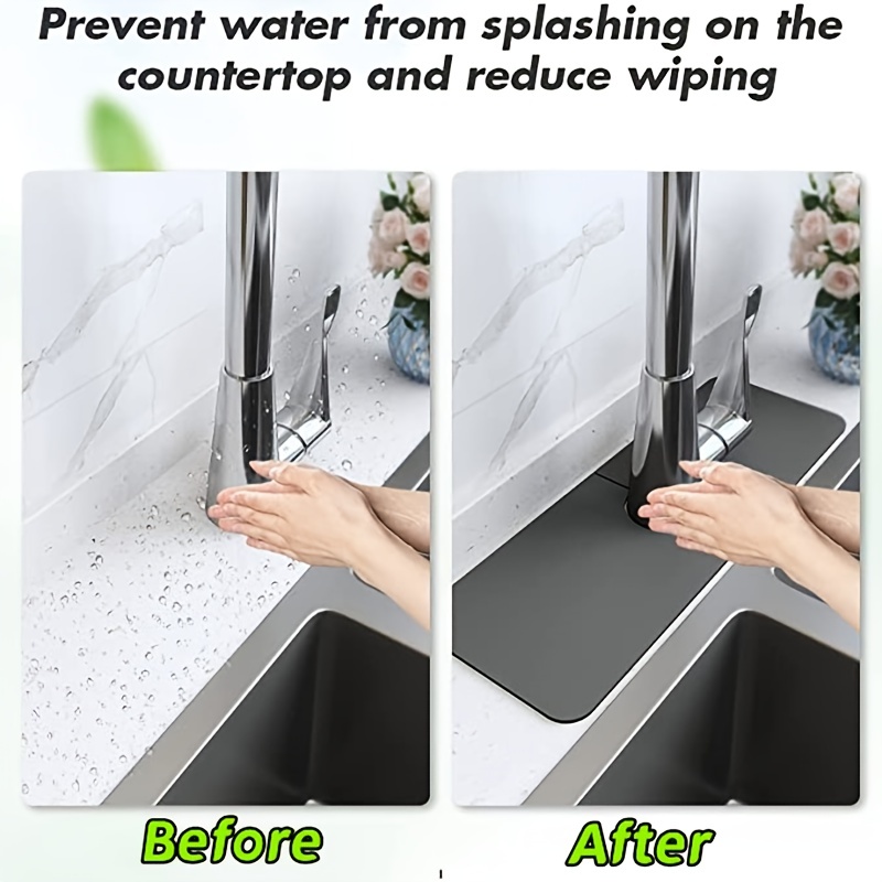 JAYZUUM Long Size 27.5 X 5.5 Splash Guard for Sink Faucet, Absorbent Fast  Drying Mat Sink Gadgets-Splash Guard Behind Faucet Drip Catcher for Sponge