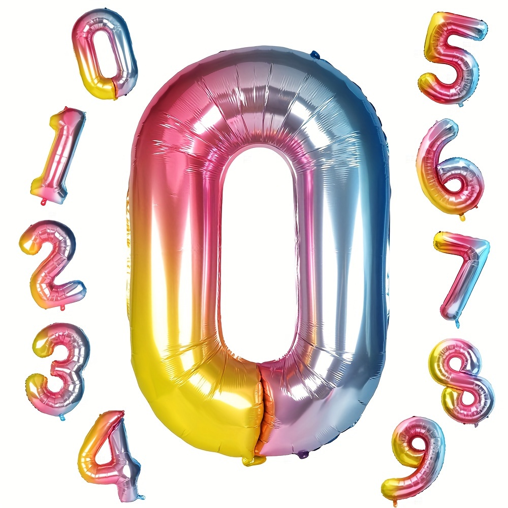 Ballon numéro d'anniversaire 40inch Grand nombre Ballons, Arc-en-ciel Numéro  1 Ballon Pour les décorations d'anniversaire (numéro 1 )