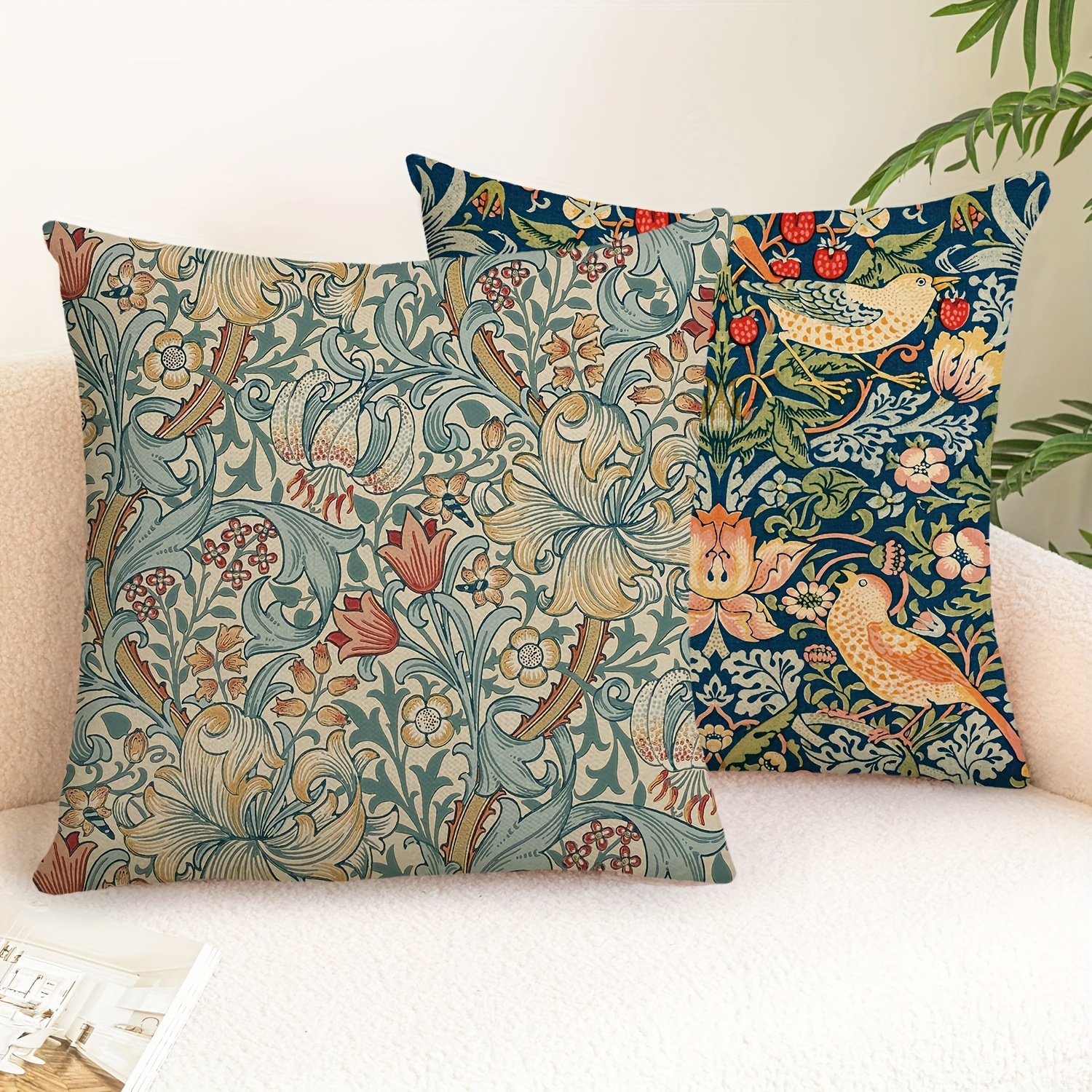 Almohada William Morris, almohada de color suave, almohada de tiro