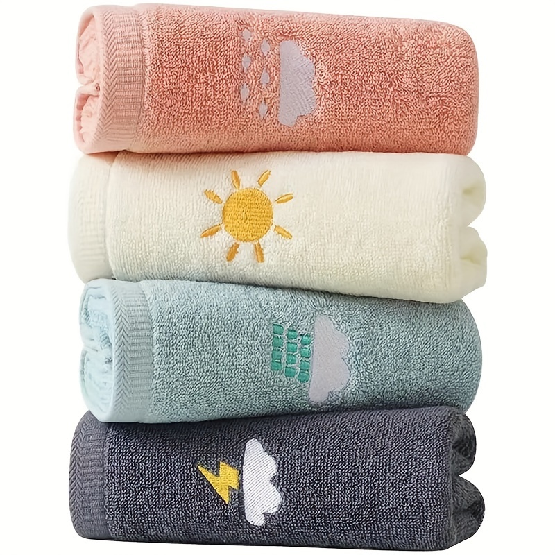 Cartoon Weather Embroidered Hand Towel Household Cute - Temu