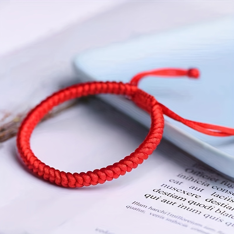Lucky Rope Bracelet with Adjustable Red Thread Knot