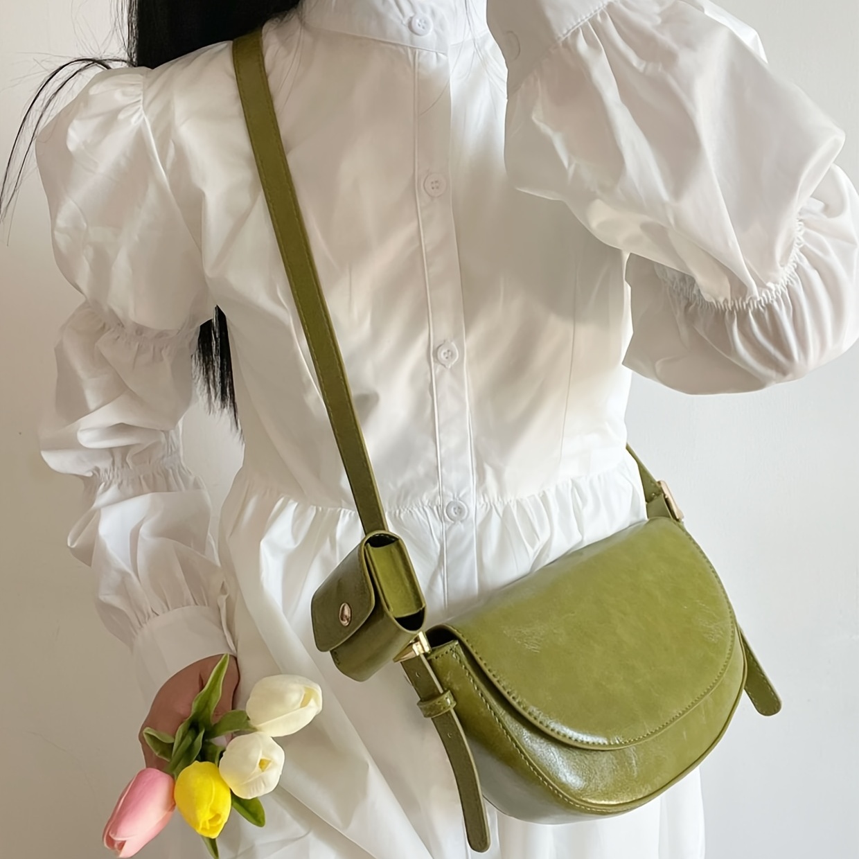 Solid Color Simple Style Ladies' Shoulder Bag, Crossbody Bag