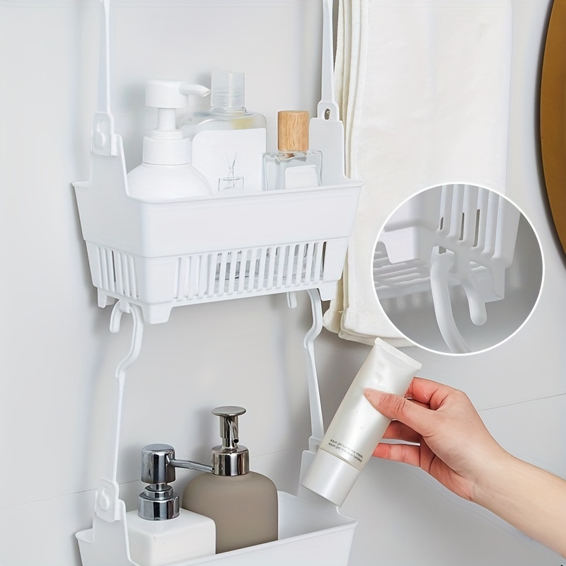 Bathroom Hanging Toiletries Storage Basket, Stackable Drain Basket