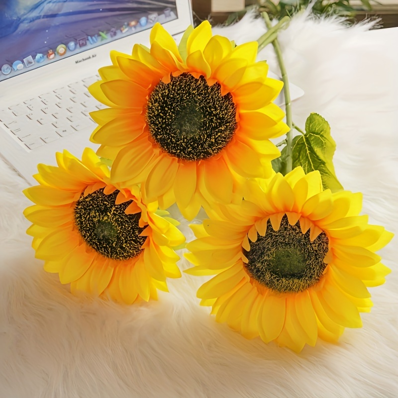 Yellow Sunflowers Artificial Flowers Fake Silk Sunflowers - Temu