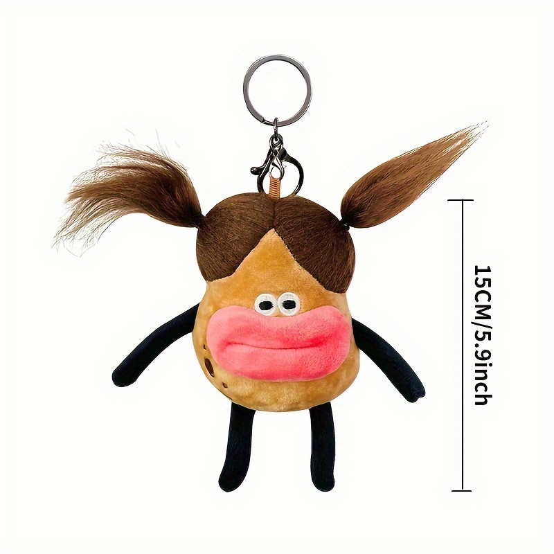 1pc Fried Potato Doll, Girl Plush Doll, Keychain Sausage, Mouth Funny  Backpack Pendant, Halloween Decor Gothic, gift