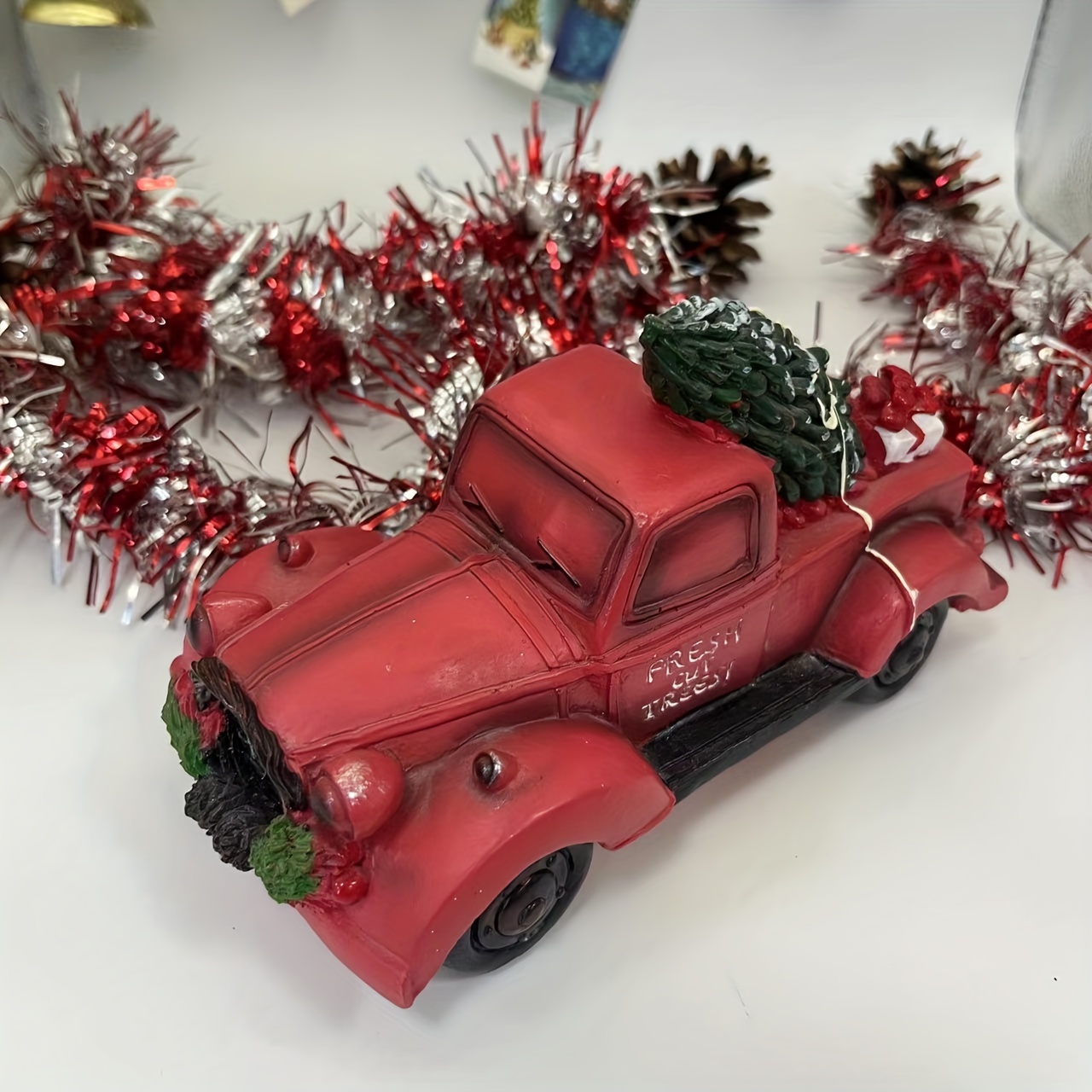 Vintage Roten Lkw Pickup Lkw Pflanzer Blumentopf Weihnachten