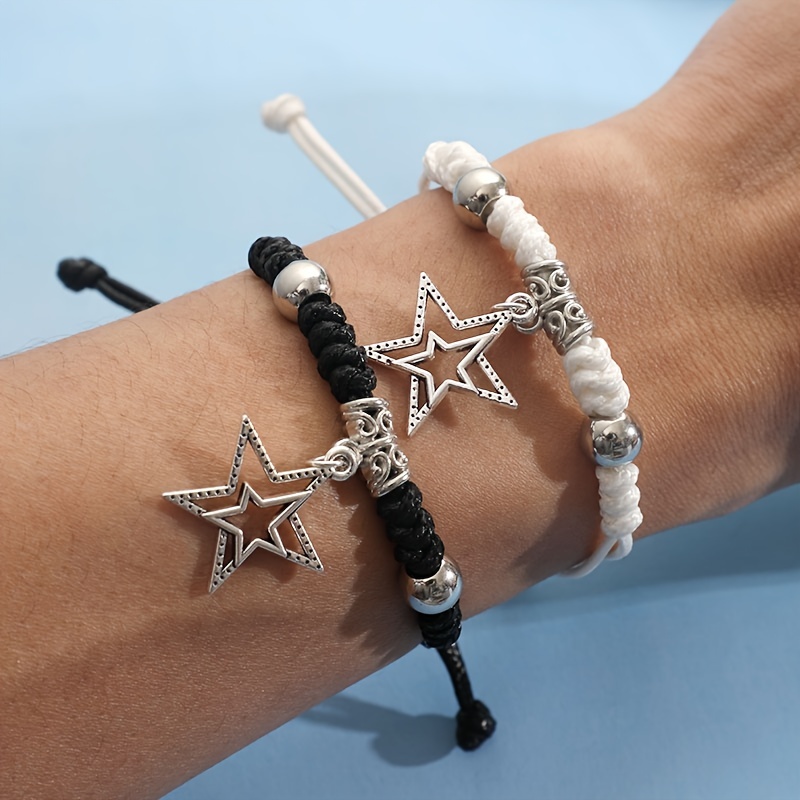 2pcs Men's Star Bracelet Hand Rope Set