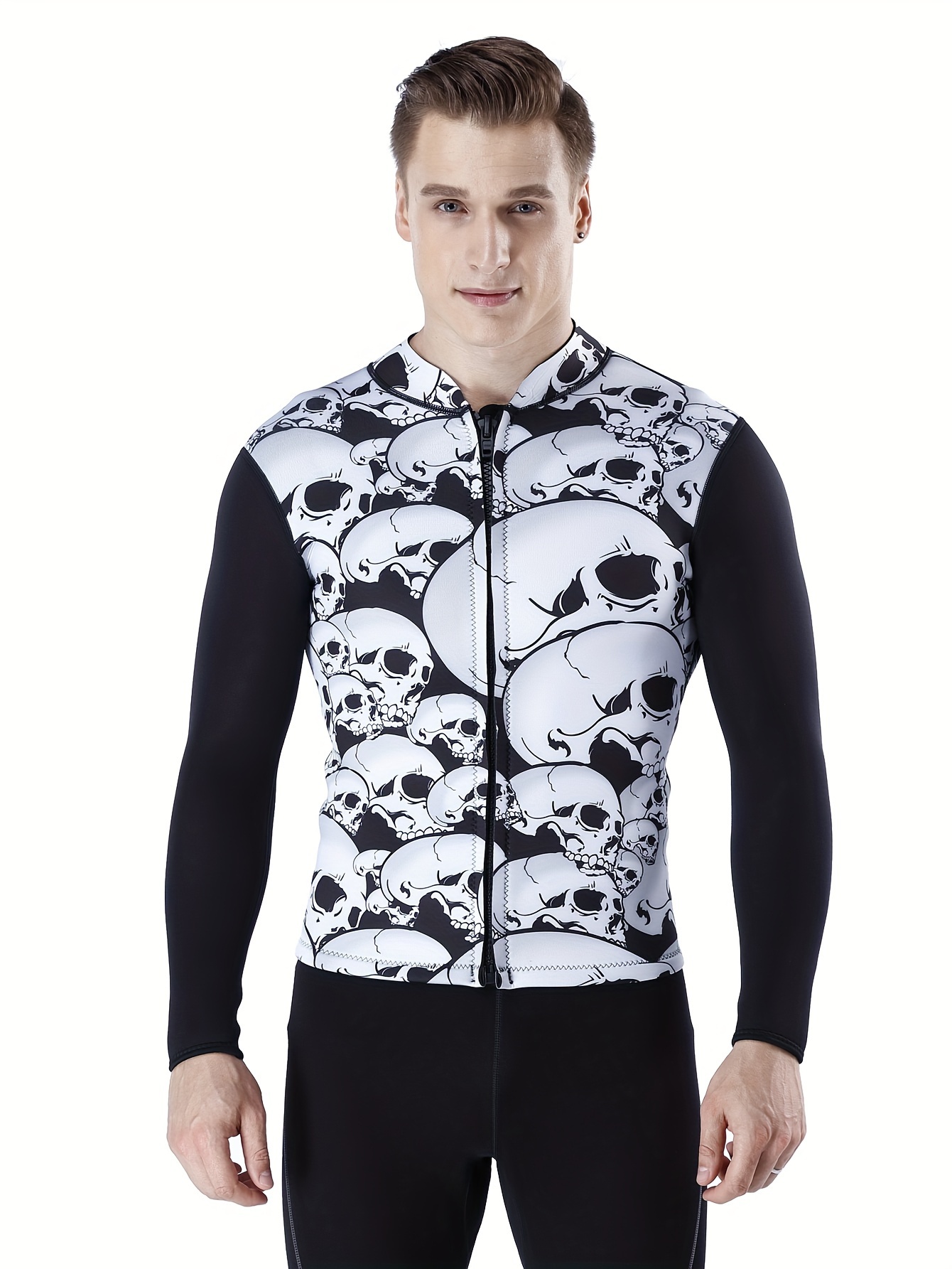 Skulls Pattern Sun Protection Rash Guard Men Quick Dry - Temu Canada