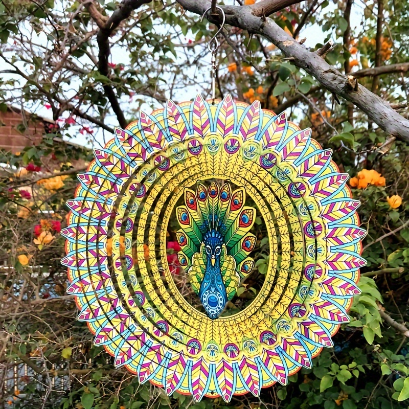 Peacock Wind Spinners Yard Garden 3d Metal Hanging Kinetic - Temu