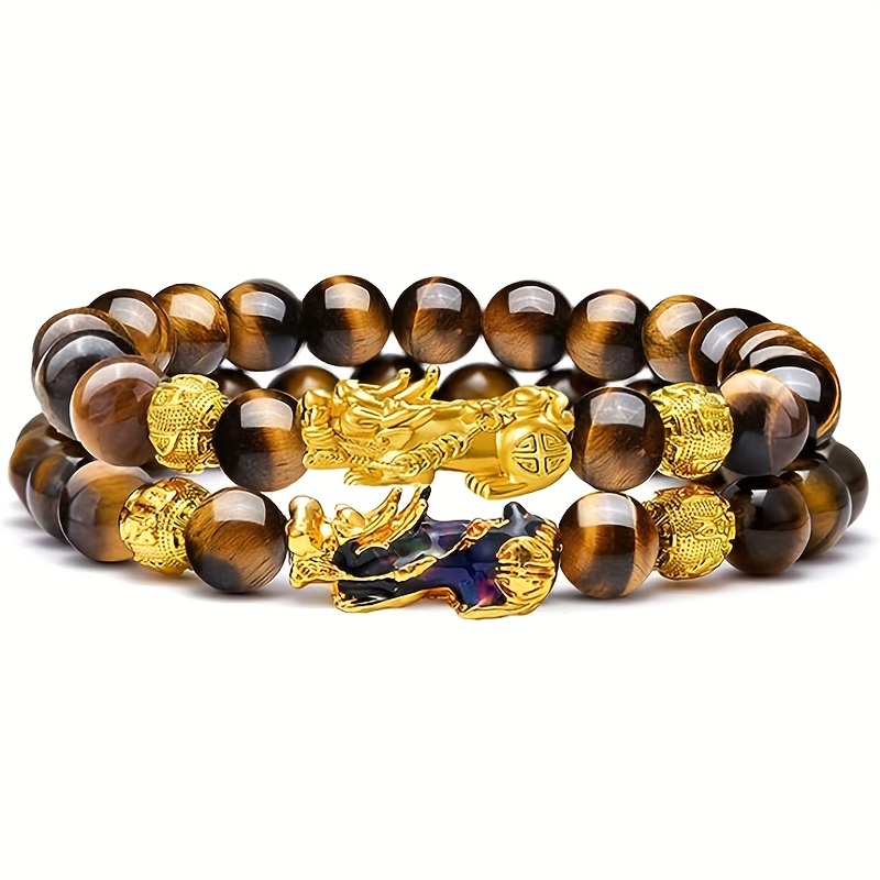 Feng Shui Good Luck Bracelets, Natural Tiger Eye Stone Healing