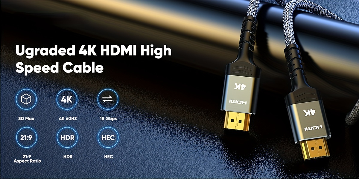 Highwings - Cable largo HDMI de 8 K a 60 Hz, 33 pies / 10 metros, 48 Gbps,  cable de nailon trenzado HDMI de ultra-alta velocidad, 48 Gbps, 4 K a