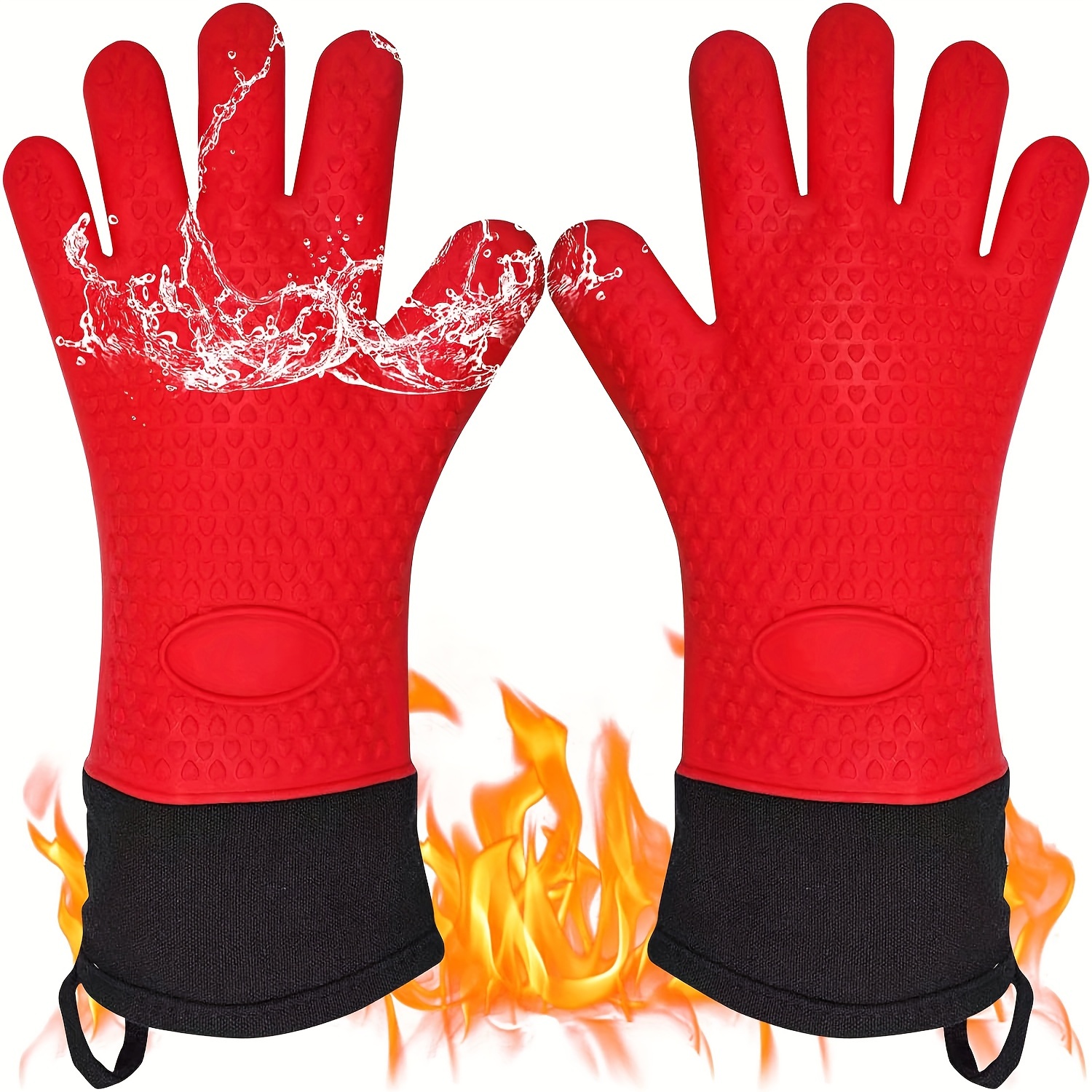 Grilling Gloves: Heat Resistant Silicone Oven Mitts With Non - Temu