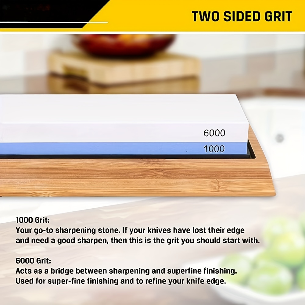 Whetstone Knife Sharpening Stone Set, 2-Sided, 1000/6000 Grit