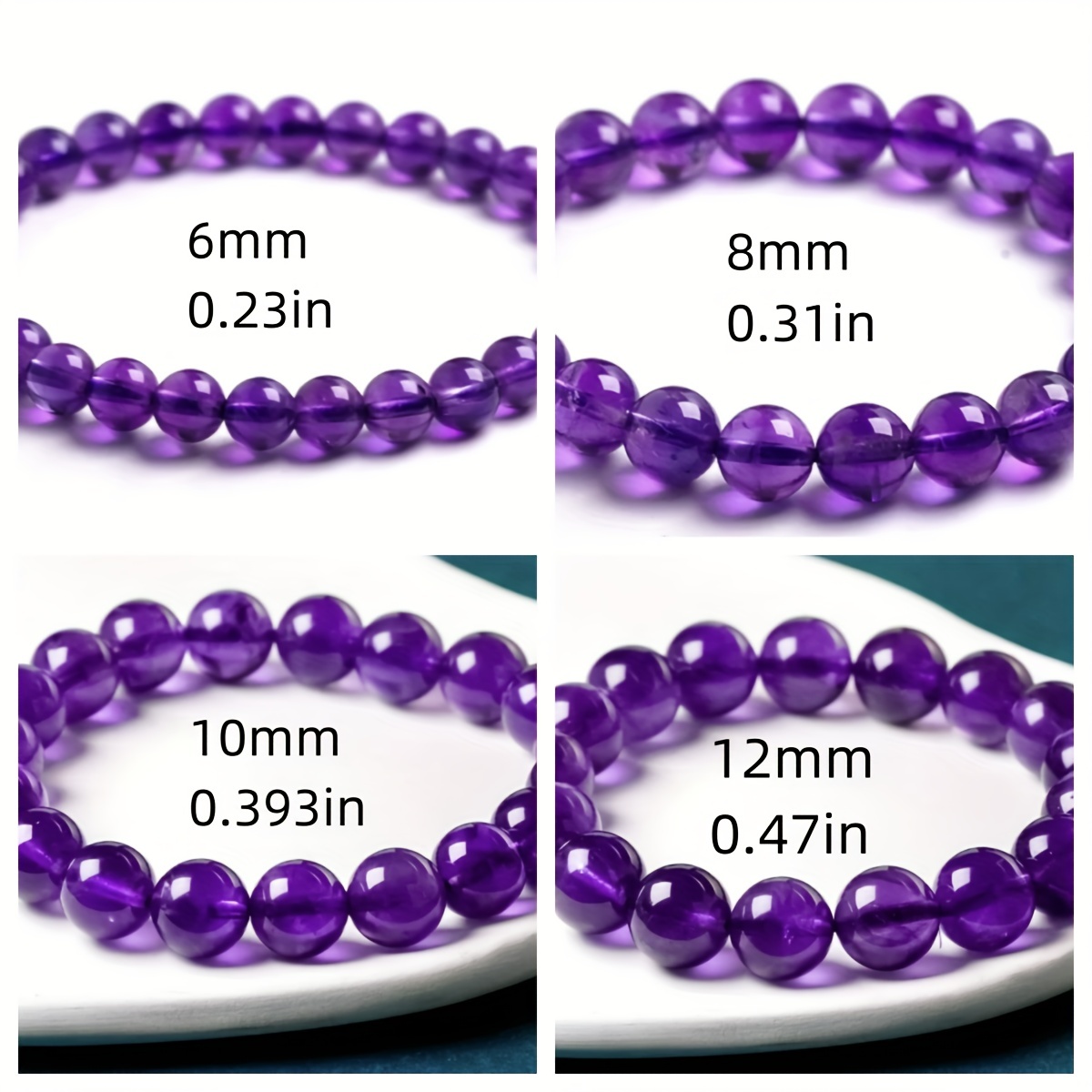 Amethyst Crystal Bracelet, Large 12mm 10mm 8mm Gemstone Beads 