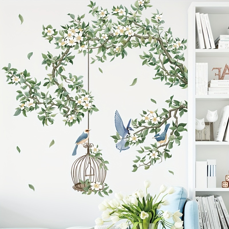 

Add A Touch Of Nature To Your Home - 2pcs Hair Branch Plant Flying Bird Wall Stickers