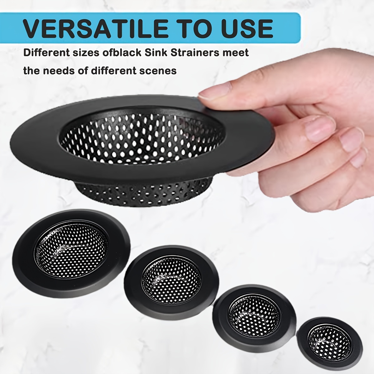 

1/4pcs Sink Drain Strainer, Stainless Steel Sink Drain Protector, Household Sink Filter Hair Catcher, Anti-clogging Floor Drain Filter, Multi-size Optional, Home Essentials, Bathroom Accessories