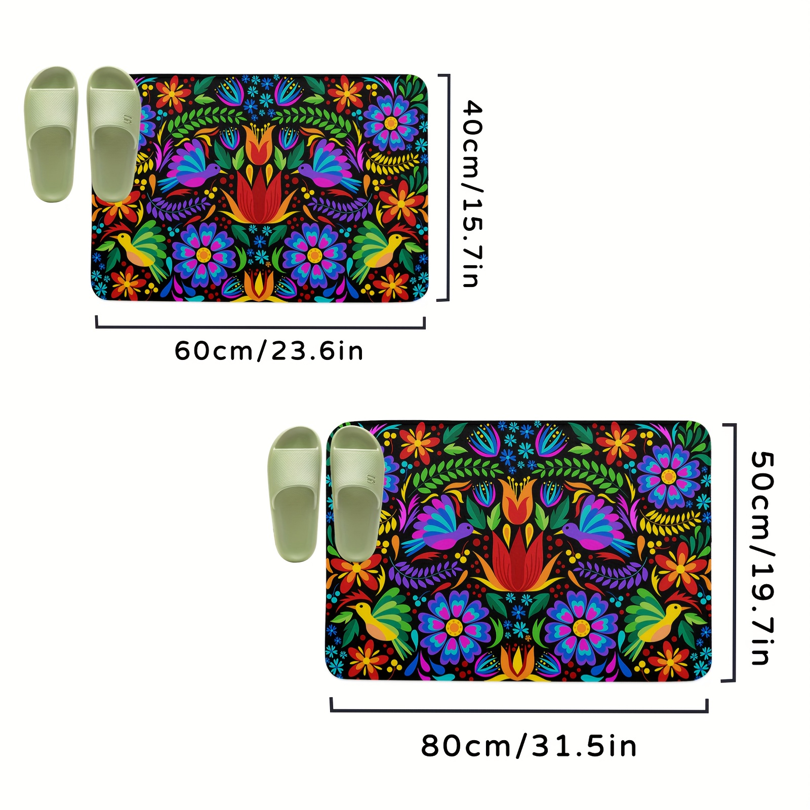 Diatom Mud Bathroom Anti-slip Mat, Mexican Colored Floral Super Absorbent  Outdoor Doormat With Non-slip Rubber Backing, Geometric Abstract Floral  Texture Bath Mat, Porch Entrance Shoes Boots Entrance Floor Mat Carpet,  Home Decor