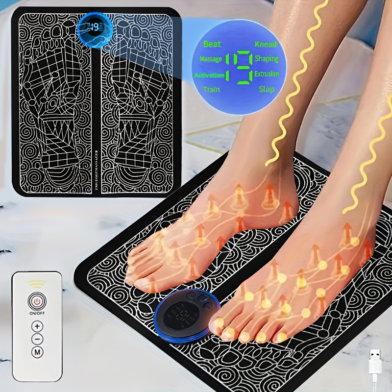 

Electric Ems Foot Massager Pad Remote Controlable & Rechargeable Relaxation Foot Massage Pad Muscle Stimulation Improve Blood Circulation Gifts For Home Office Holiday