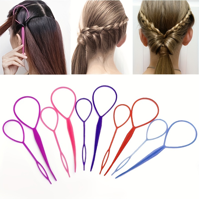 2 Pairs Hair Tail Tools, Hair Braid Accessories Ponytail Maker,french Braid  Tool Loop For Hair Styling, 4pcs, 2 Colors