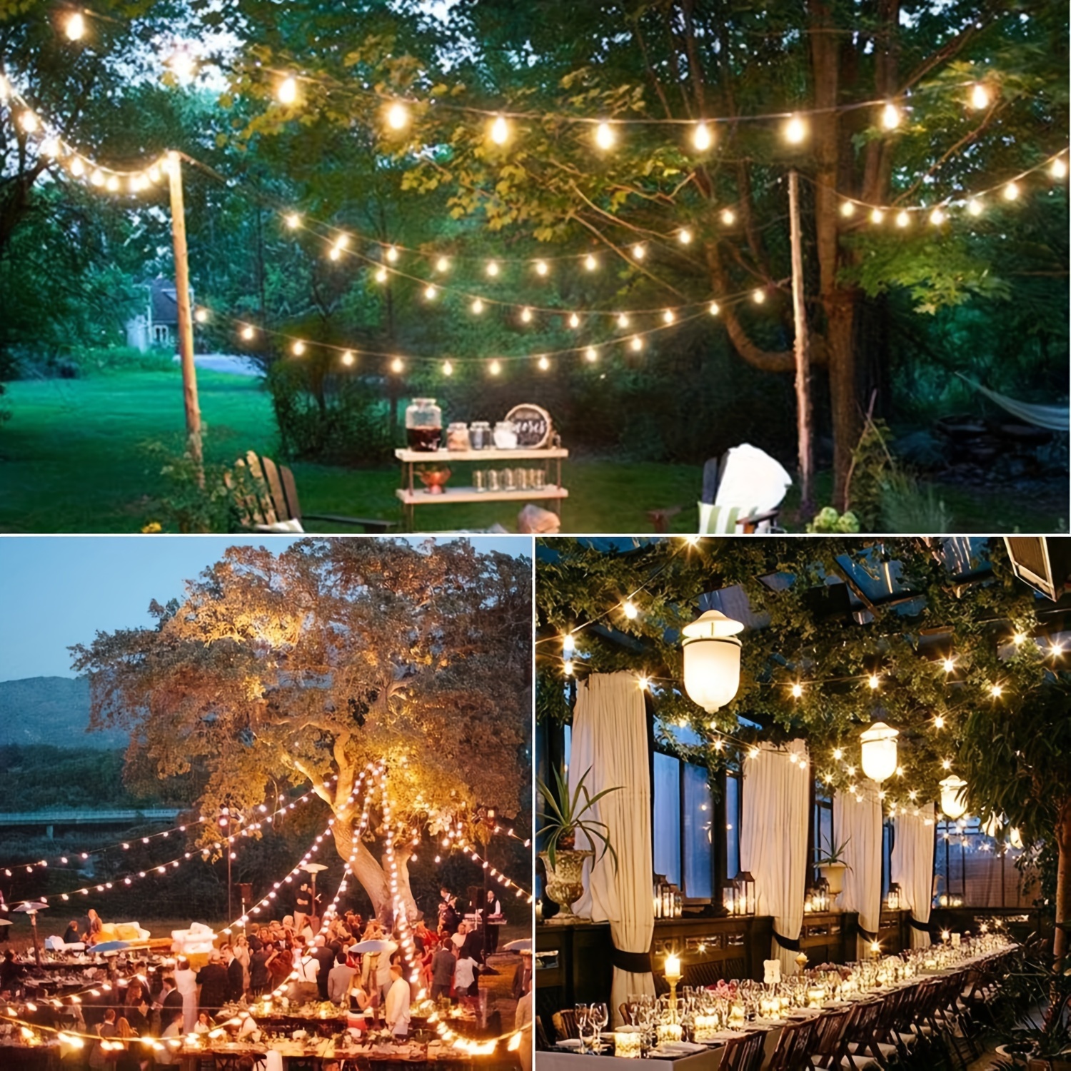 50FT LED G40 Globe String Lights, Shatterproof Outdoor Patio String Lights  with 50+2 Dimmable Edison Bulbs, 50 Backyard Hanging Bistro Light