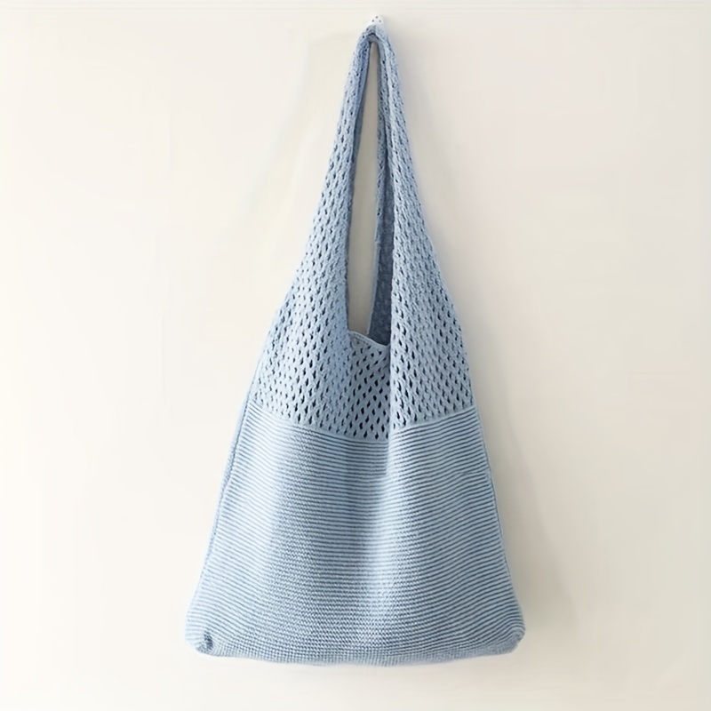 Light Blue Crochet Tote Bag