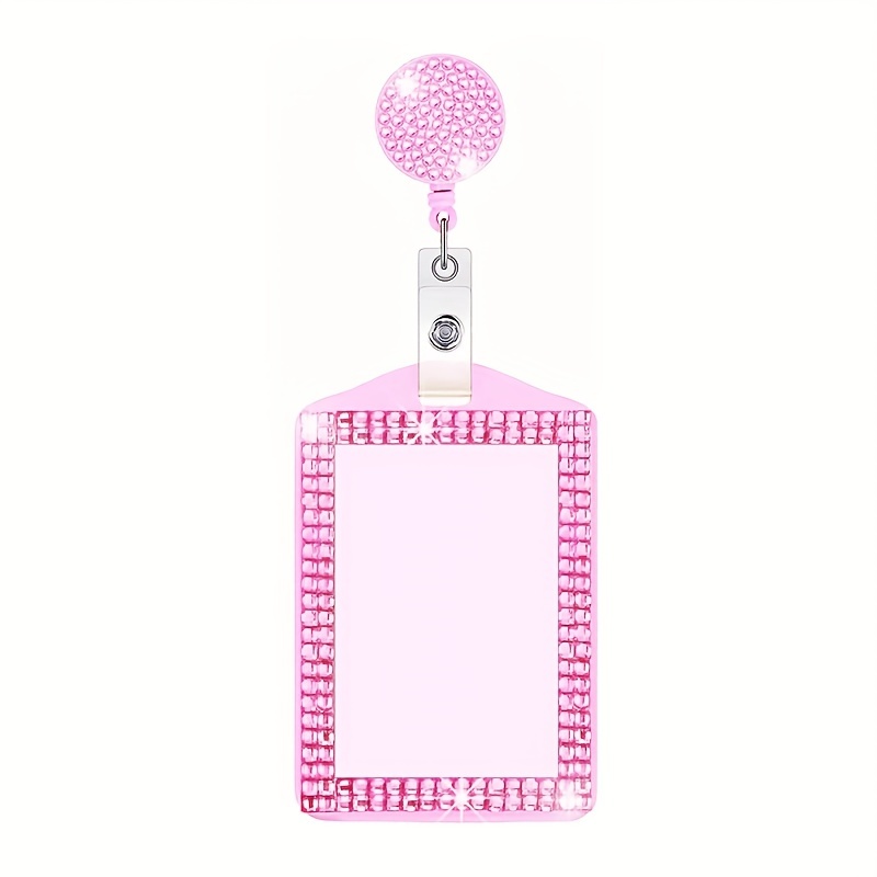 Rhinestone Badge Holder Bling Id Card Holder Crystal Cute - Temu Canada