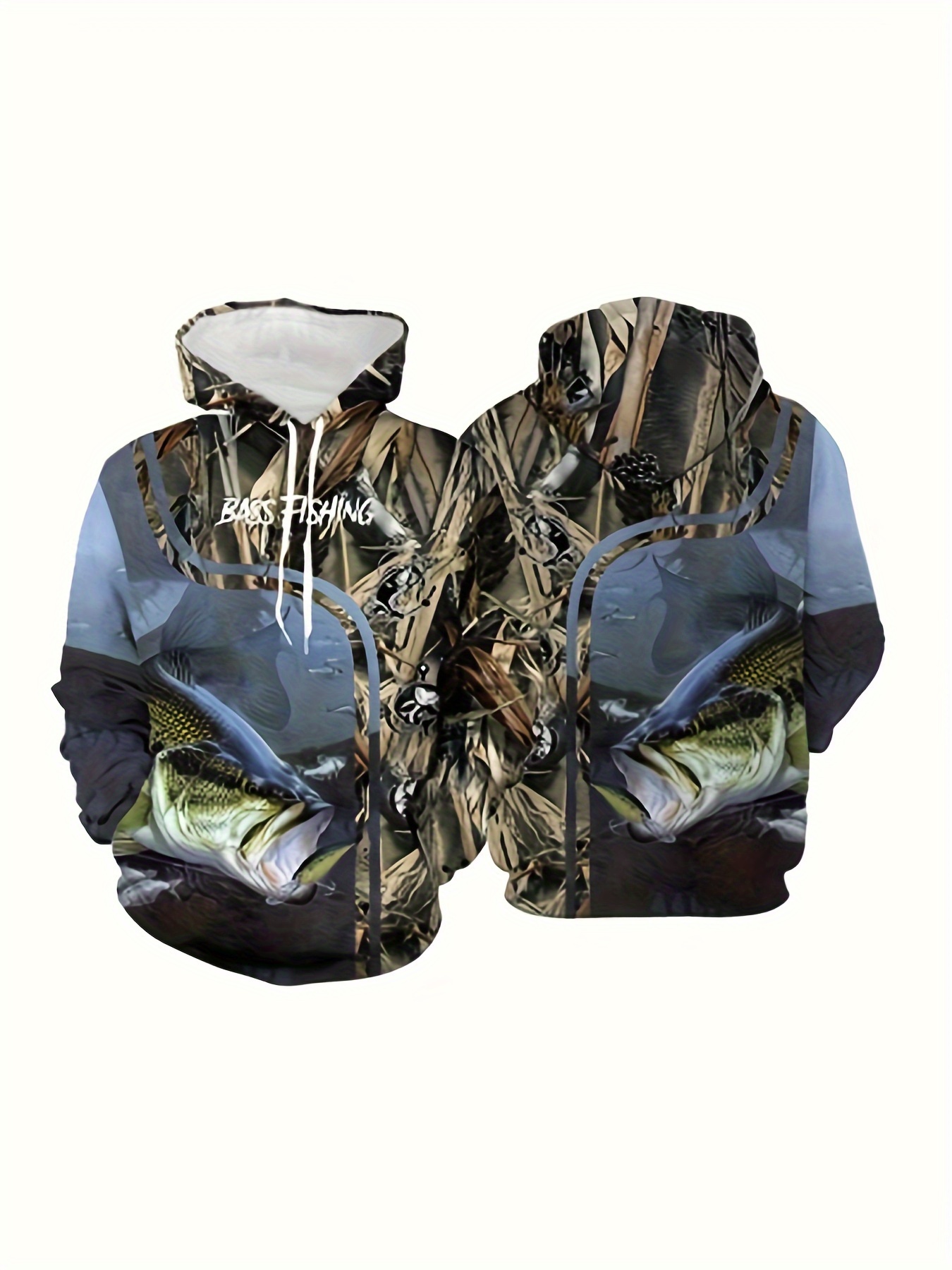 Fishing Pattern Print Hoodie, Cool Hoodies For Men, Men's Casual Graphic  Design Hooded Sweatshirt With Kangaroo Pocket Streetwear For Winter Fall, As