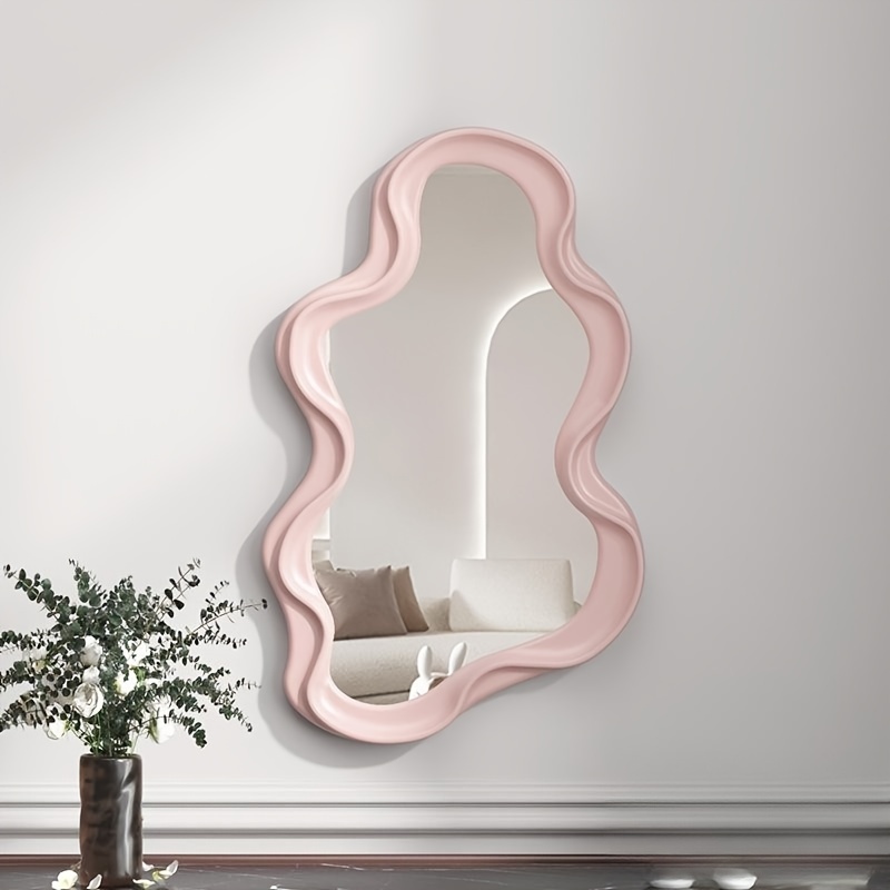 Pink Cloud Wavy Mirror Wall Decor Nursery, Irregular Hanging
