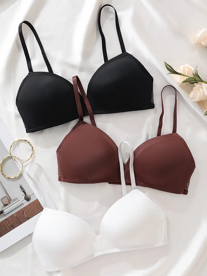 Simple Solid T shirt Bras Comfy Breathable Wireless Everyday