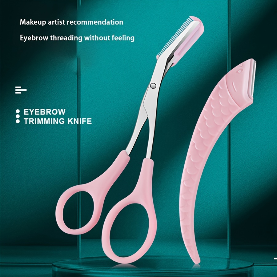 3PCS Comb Eyebrow Scissors Beauty Scissors Eyebrow Trimming Meniscus Tools  Set