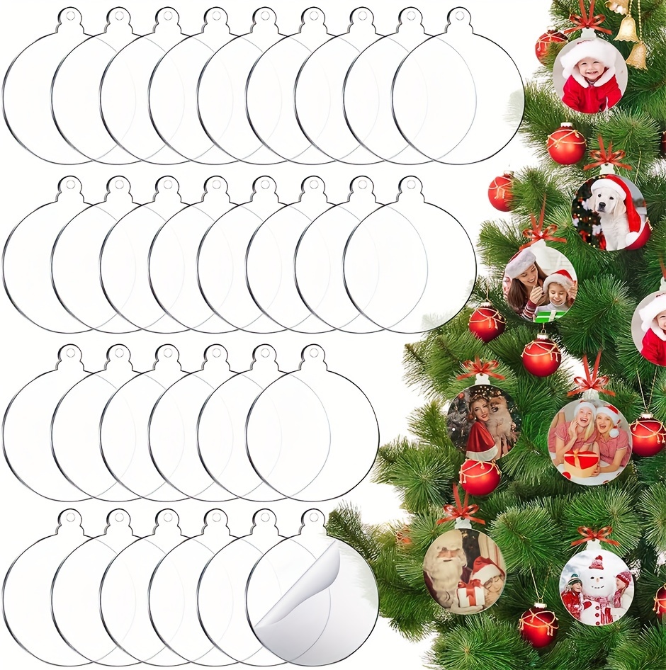 Ornement rond en acrylique transparent avec trou, disque plat, cercle de  bricolage, Noël