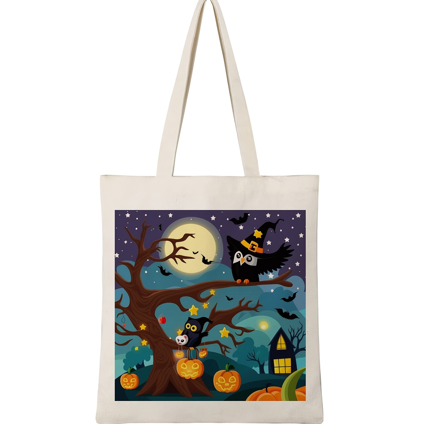 1pc Cartoon Halloween Printed Canvas Shopping Bag