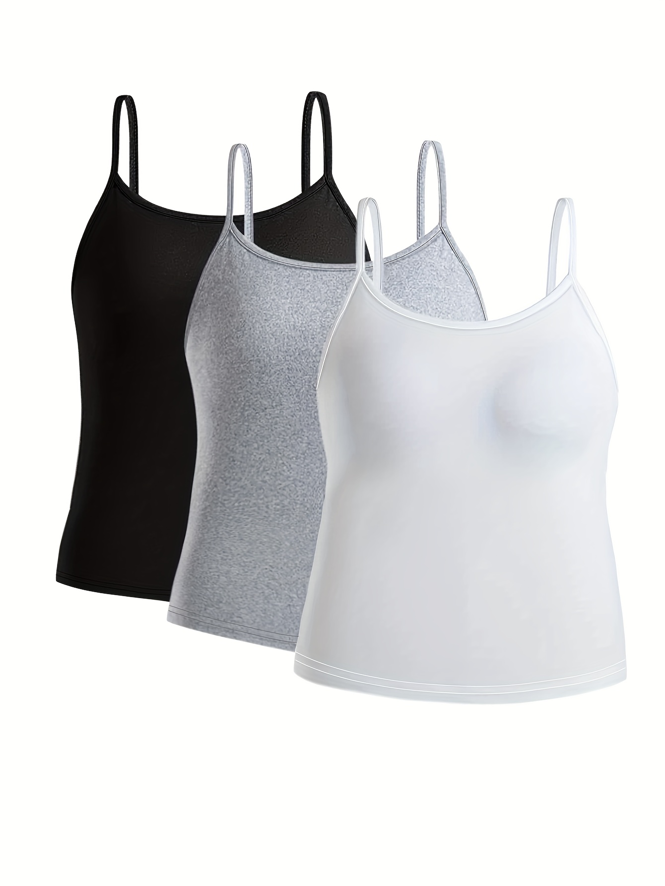 [2 PACK] Women's Long Cami Tank Tops Fit Basic Camisole Top W/ Straps PLUS  SIZES