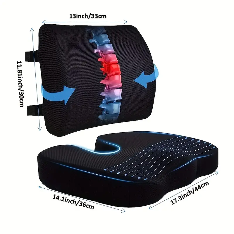  Back Support for Chair and Lumbar Support Pillow of