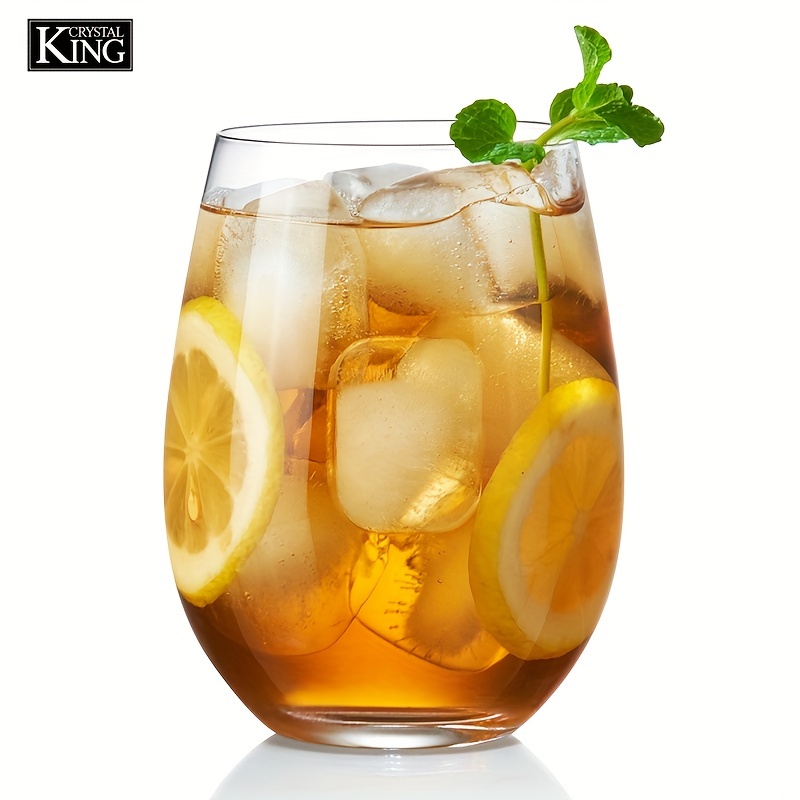 4pcs KING CRYSTAL Stemless Wine Glasses, 20oz Clear Glasses, Summer Drinks  Glasses Wine Glasses Set, Dishwasher Safe