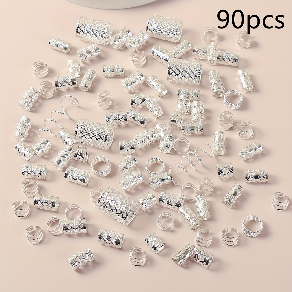 80pcs Alloy Hair Ring Dreadlock Hair Beads Braid Hair Tube Hair Accessories for Girls Women,Hair Products,Temu